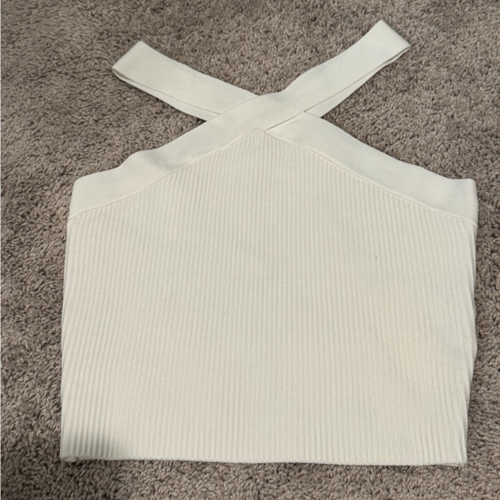 White Sweater Criss Cross Tank